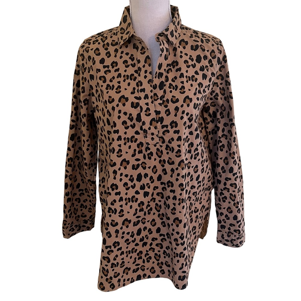 J. Crew Brown Leopard Print Popover Tunic S